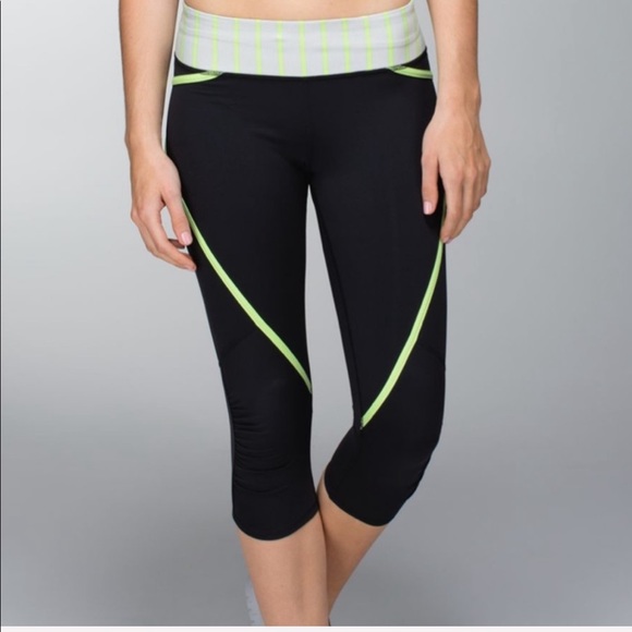 Lululemon Run: Pace Crop black mint reflective - Picture 1 of 8